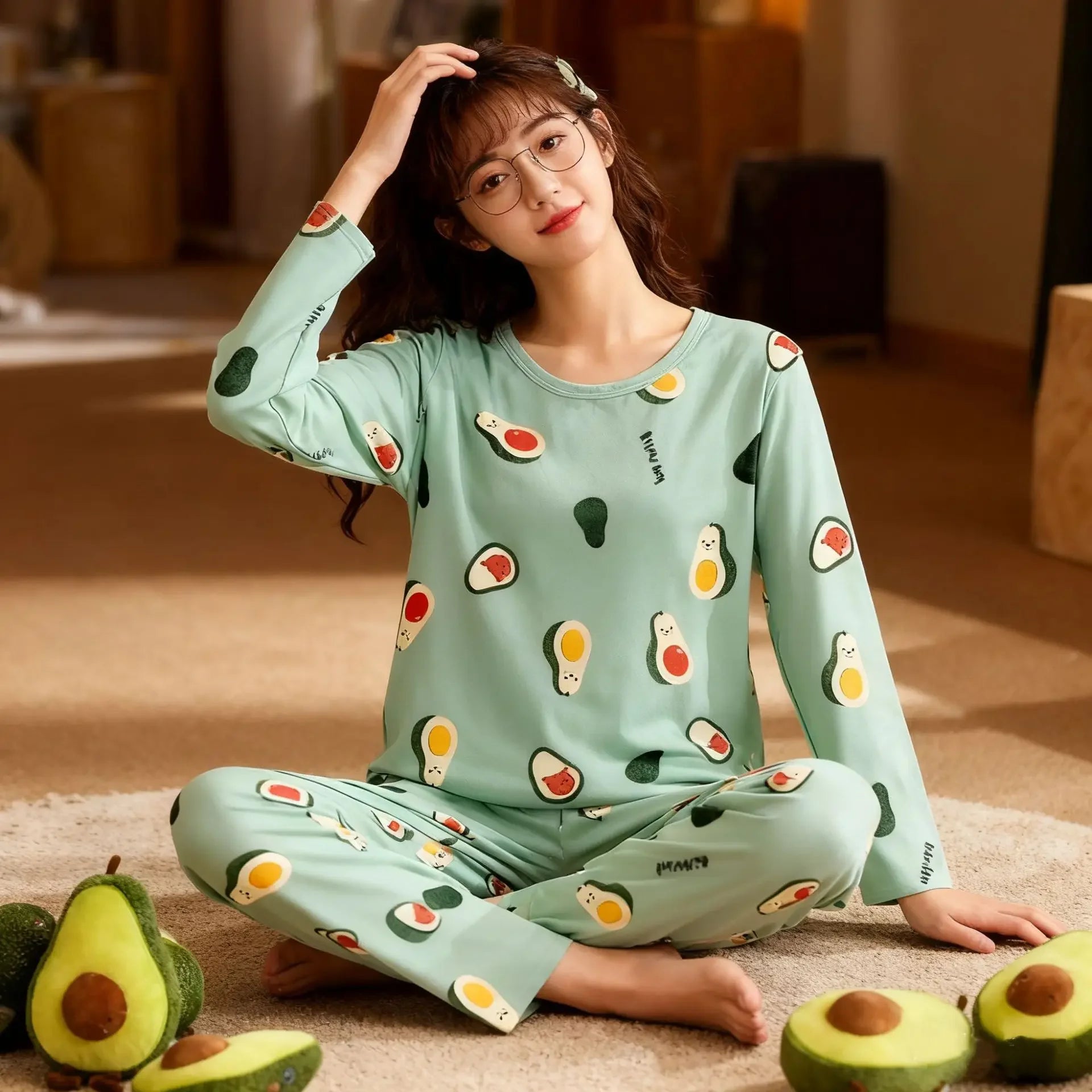 Image of Warm Avocado Long Pajamas