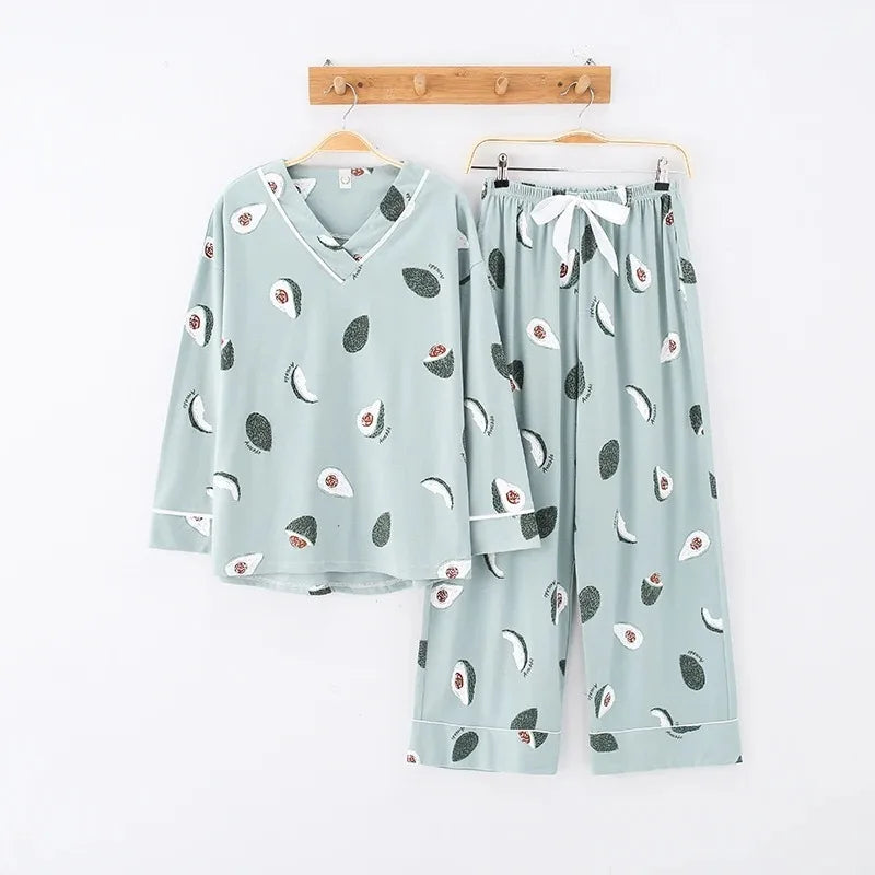 Pijama Largo Aguacates Verdes