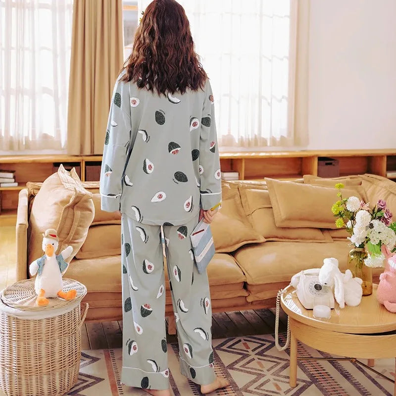 Image of Pijama Largo Aguacates Verdes