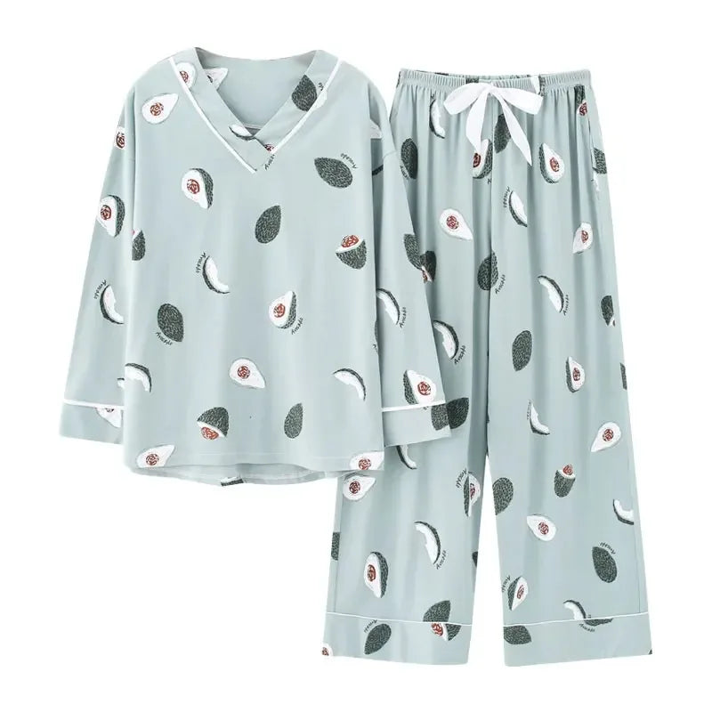 Pijama Largo Aguacates Verdes