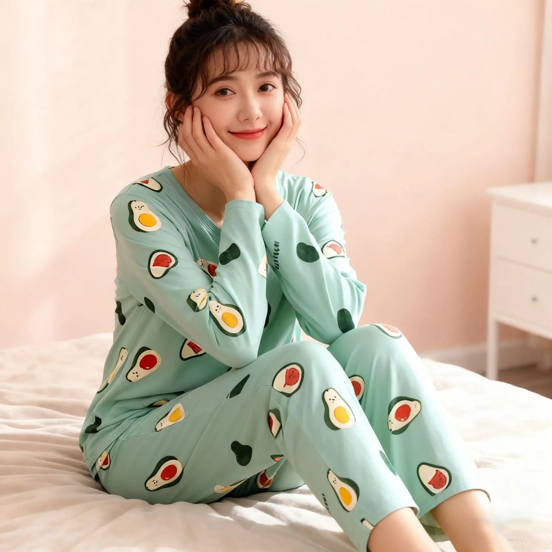 Image of Warm Avocado Long Pajamas